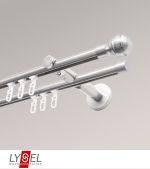 Vorschau Lysel - SET Opal Innenlauf 160cm 2 Lauf Doppel-Kombiträger offen mit Endstücke Kugel in Weiß #1W edelstahl-optik