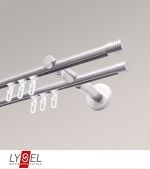 Vorschau Lysel - SET Opal Innenlauf 160cm 2 Lauf Doppel-Kombiträger offen mit Endstücke Zylinder in Weiß #1W edelstahl-optik