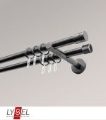 Vorschau Lysel - SET Opal 160cm Doppel-Kombiträger offen 2-Lauf mit Endstücke Zylinder in Edelstahl-Optik #1W titan