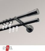 Vorschau Lysel - SET Opal Mix 160cm Doppel-Kombiträger offen 2-Lauf mit Endstücke Cone in Edelstahl-Optik #1W titan