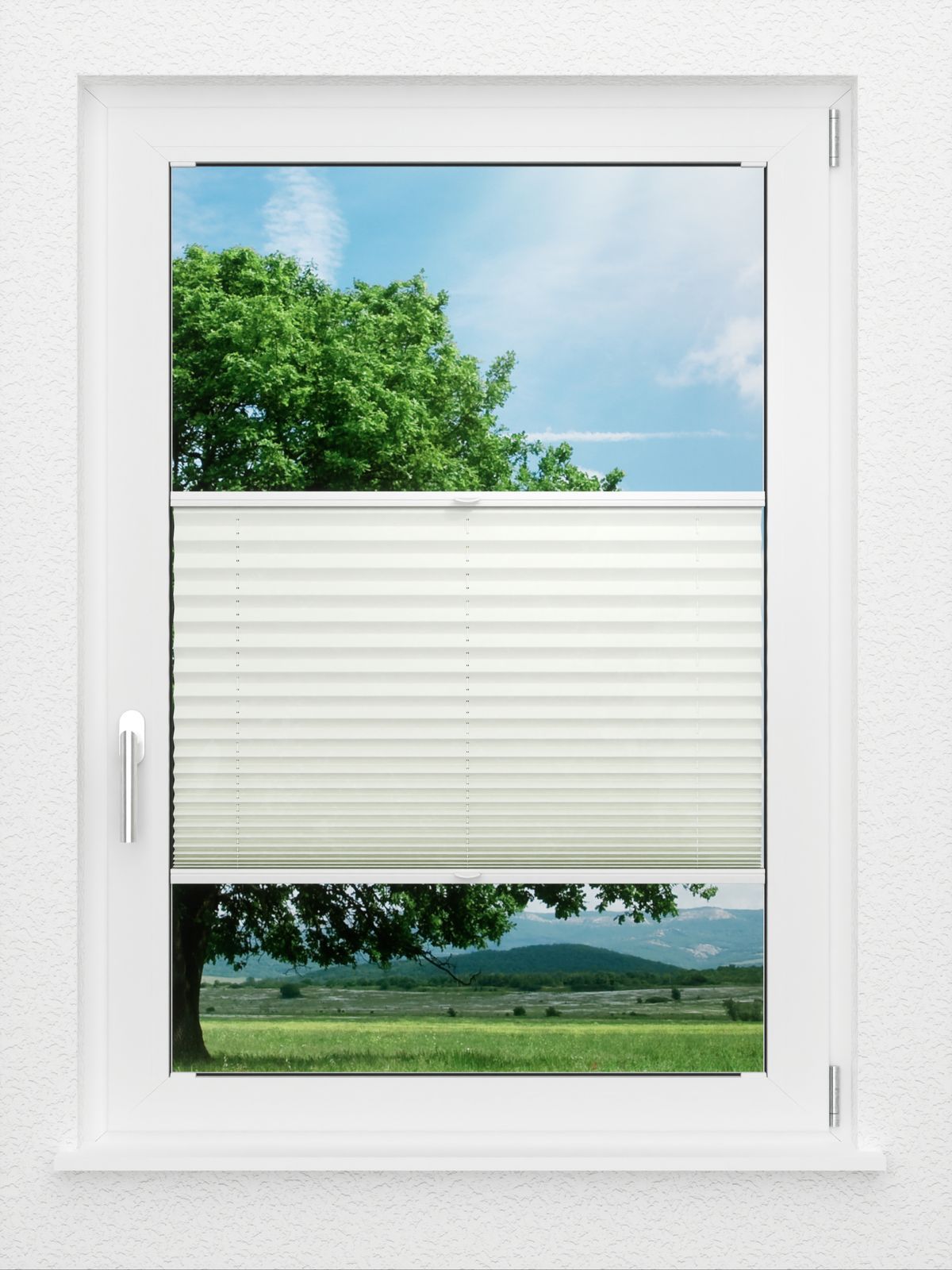 Detailansicht LYSEL HOME Plissee 132A Oliv Krepp