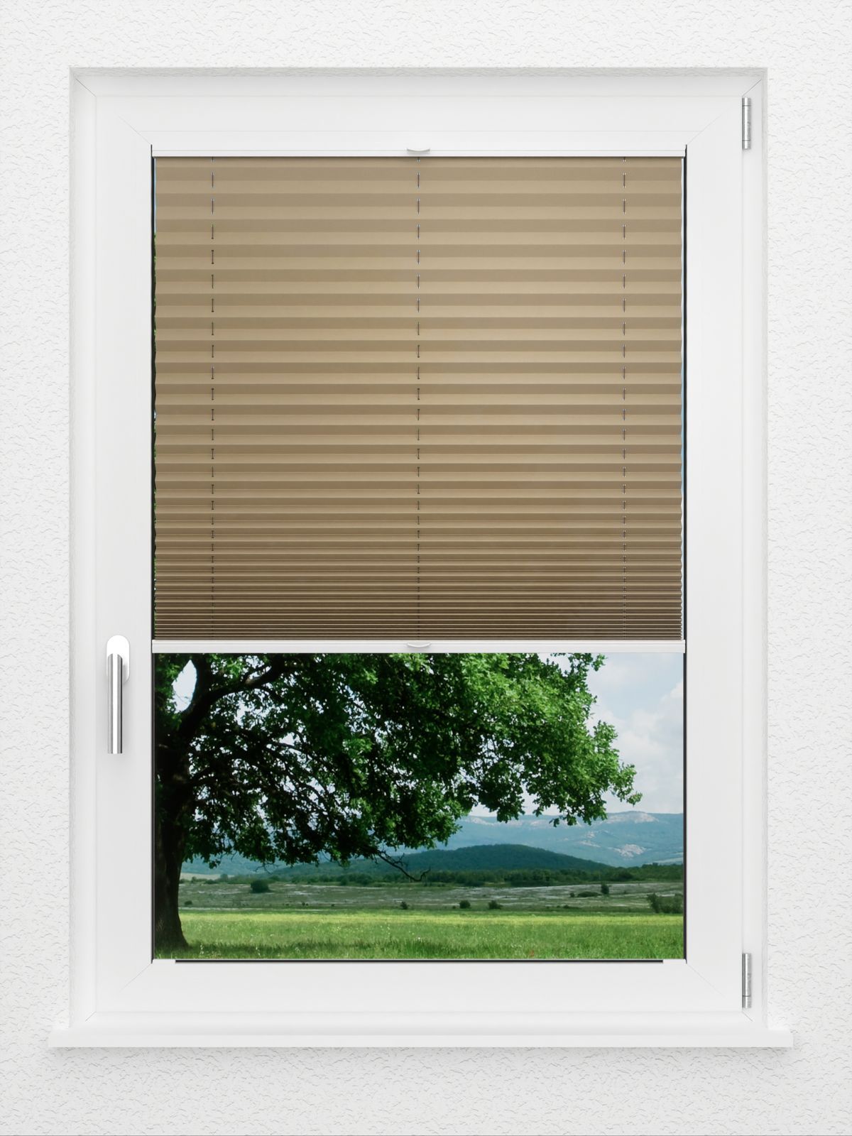 Detailansicht LYSEL HOME Plissee 234A Oliv Krepp