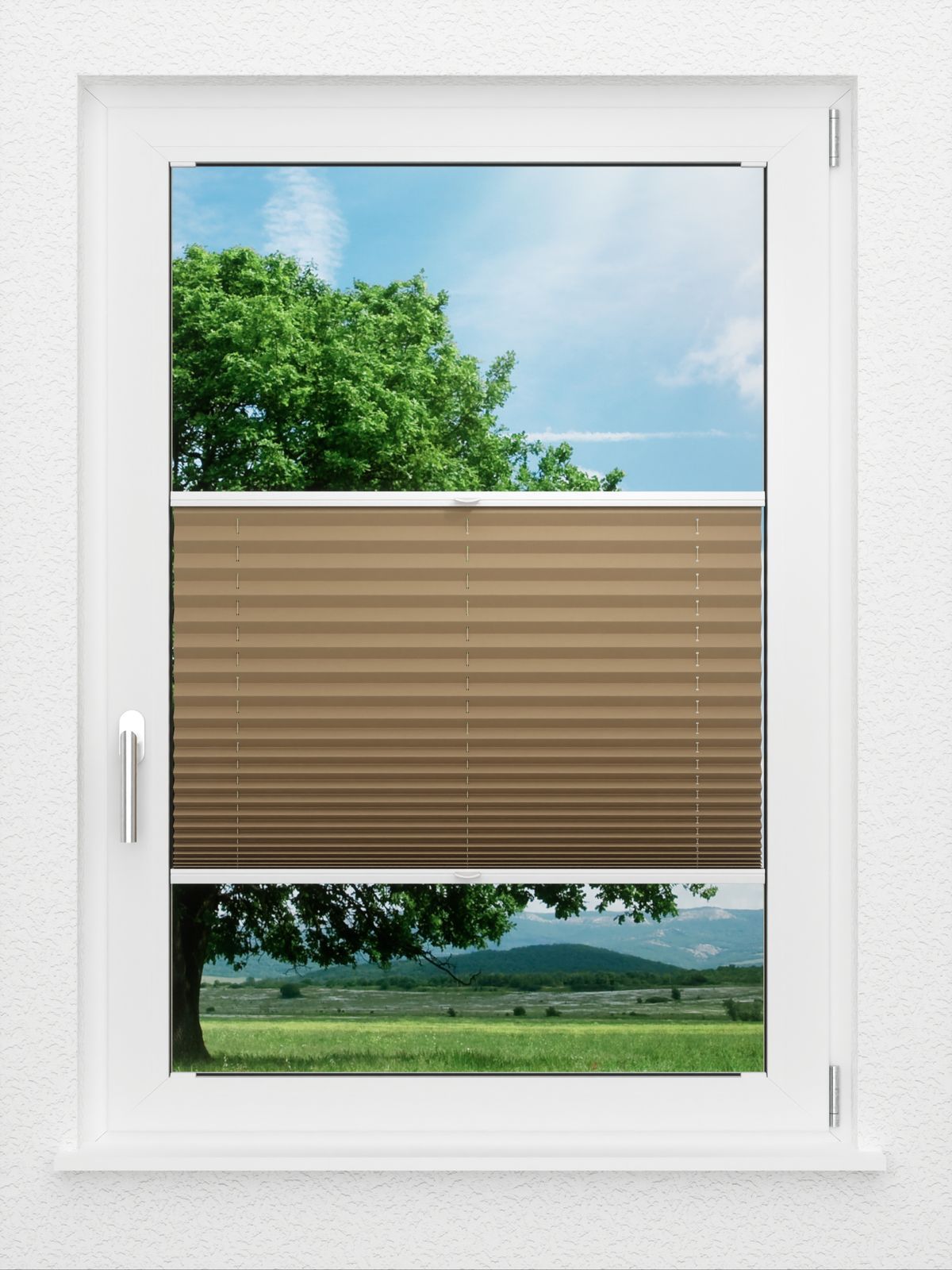 Detailansicht LYSEL HOME Plissee 235A Oliv Krepp