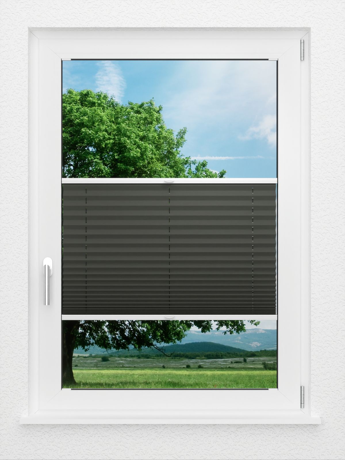 Detailansicht LYSEL HOME Plissee 202A Oliv Krepp BO